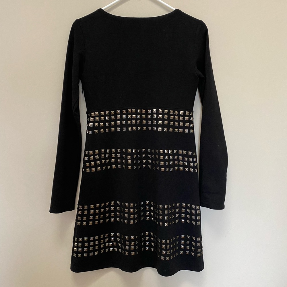 Scoop neck black boutique dress. Metallic sequins. - Picture 3 of 4